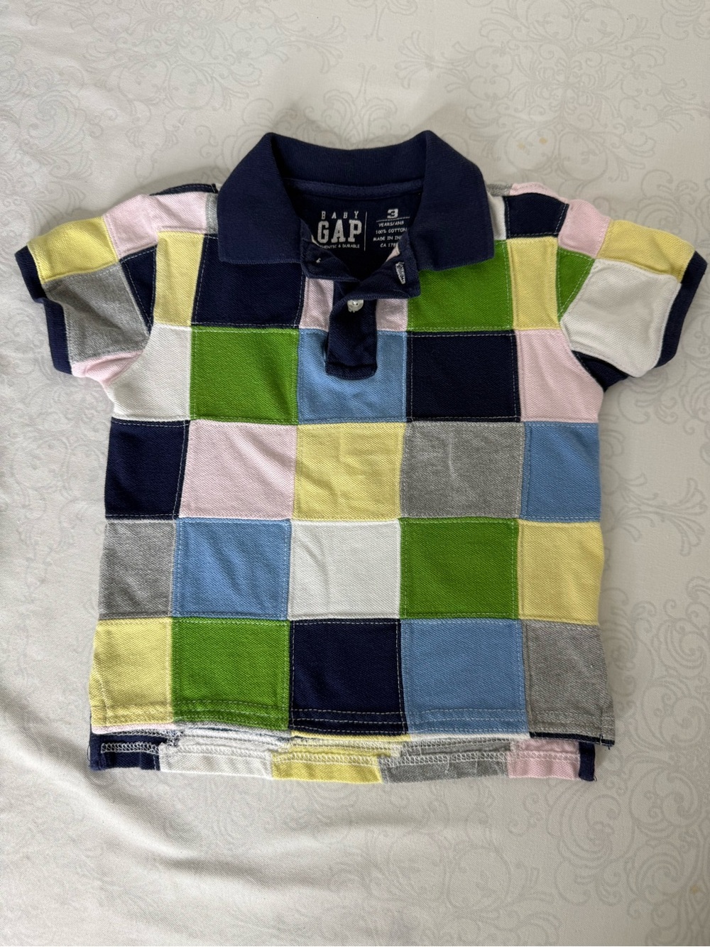 Vintage Y2K Baby Gap Preppy Patchwork Colorblock Cotton Polo Shirt Size 3 Years
